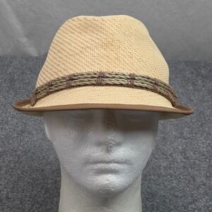 Dorfman Pacific Company Trilby Hat Mens L Tan Toyo Straw Fedora Woven Classic